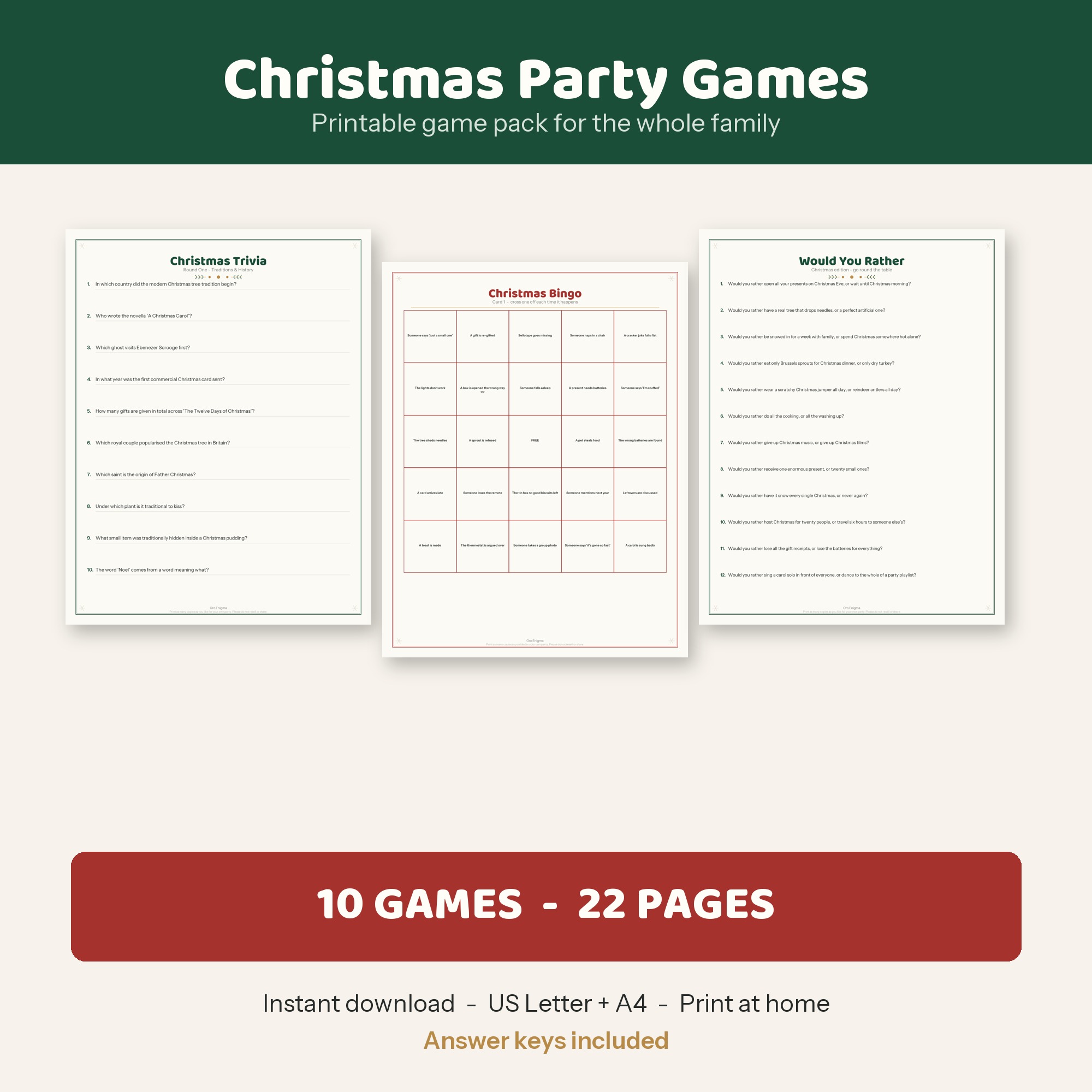 Christmas Party Games Printable Bundle