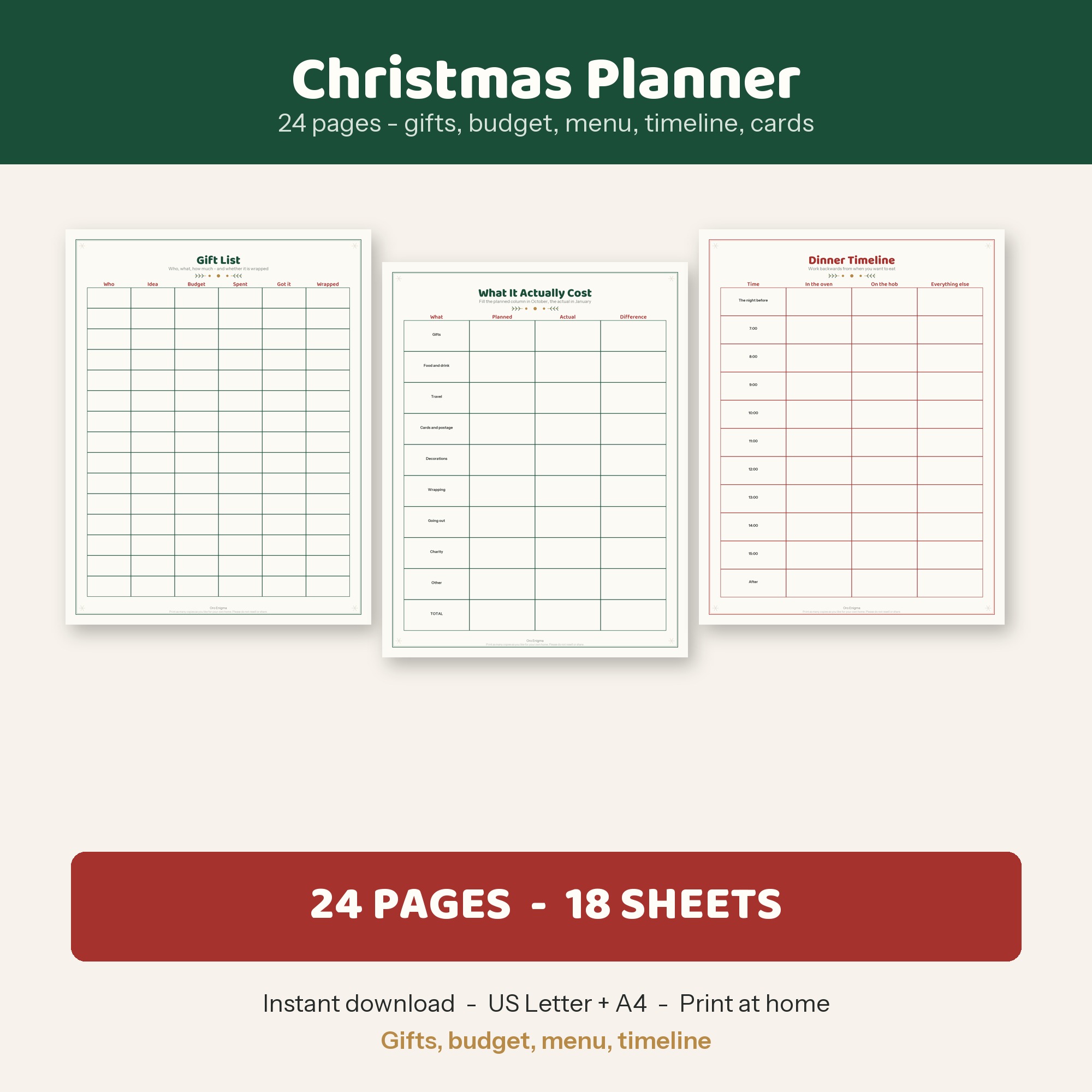 Christmas Planner Printable